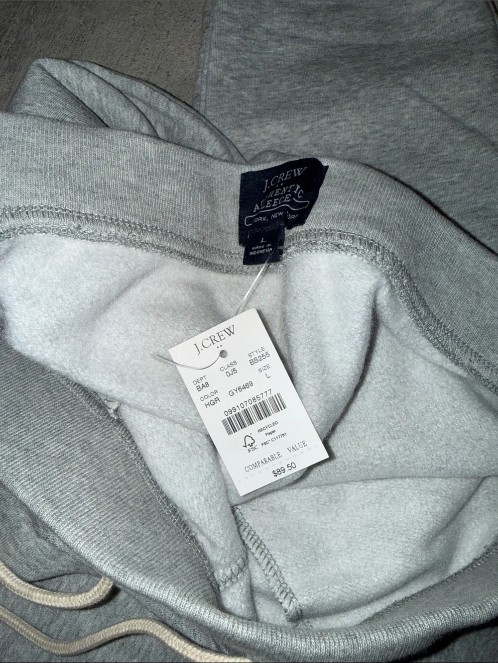 J. Crew Light Gray Men’s Drawstring Sweatpants